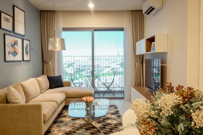 Living room of a 2BHK flat on 16th Road, Khar West
